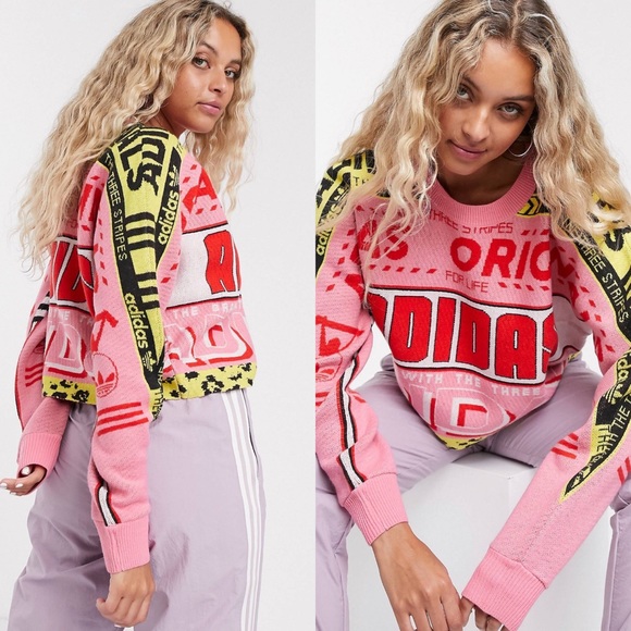 Adidas scarf print jumper Clearance